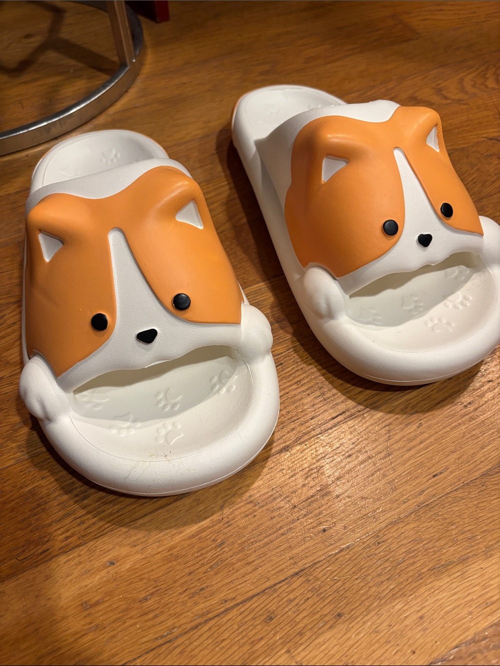 Cute Corgi Slide Sandals - White & Orange